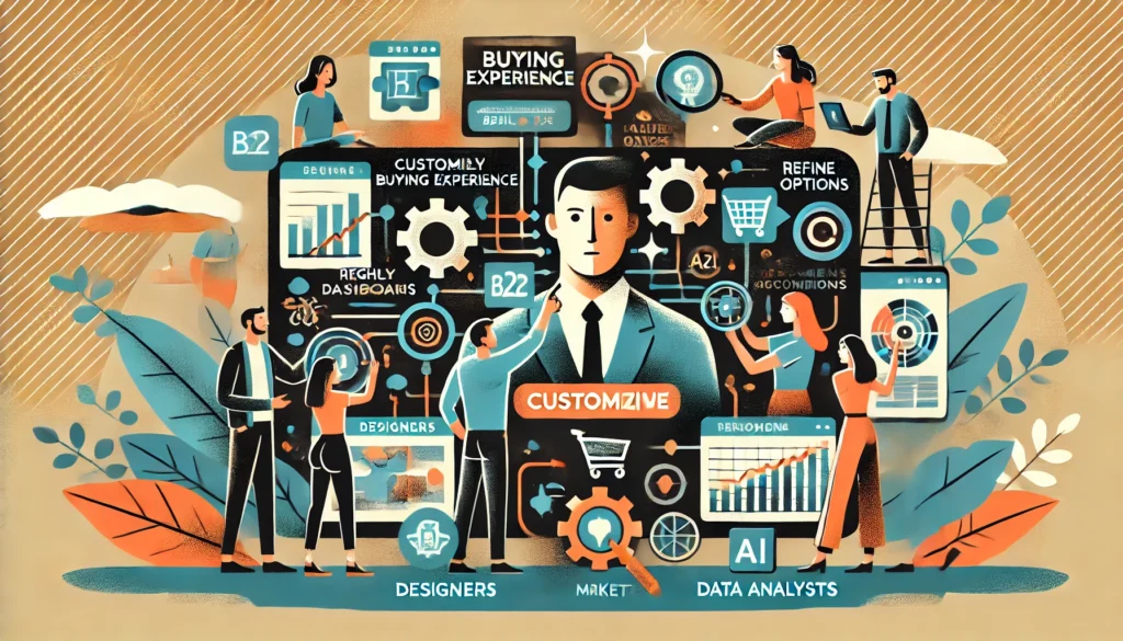 10 B2B Marketing Trends You Can’t Afford to Ignore in 2025 4 Smarter, Scalable Personalisation: The New Standard in B2B Marketing - the image shows people customising service for one individual